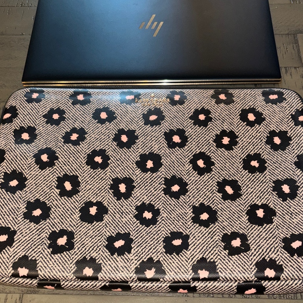 kate spade Black and Pink Floral Laptop Sleeve